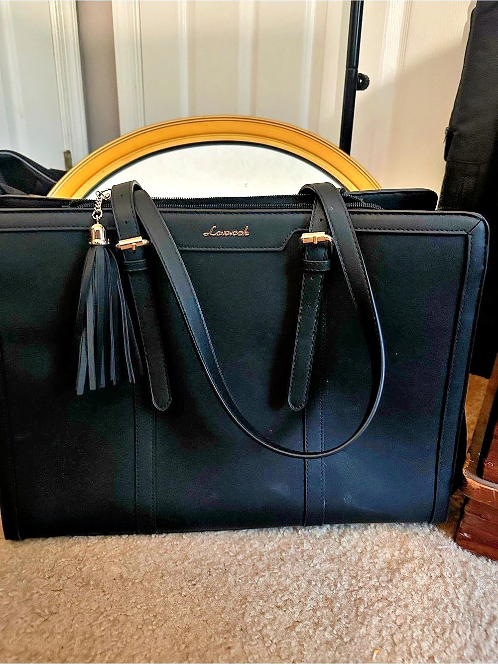 Lovevook Black Tote Bag with Tassel